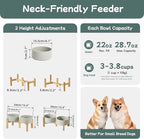 Ceramic Raised Double Bowls Set with Stand, 2 Heights Elevated, Food & Water Bowls for Small Breed Dogs, Weighted Dog Dishes, Pet Bowl(6.1'',28.7oz, Grey)