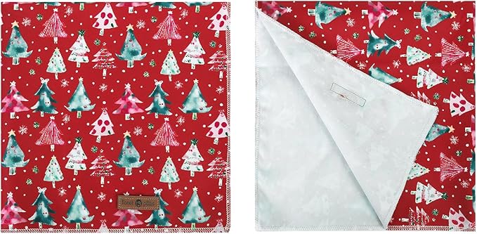 lionet paws Christmas Dog Bandana,Christmas Tree Fabric Dogs Kerchief for Small Medium Dogs,Dog Cotton Red Triangle Bibs Scarf for Girl Boy
