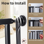 59“ Extra Tall Cat Gate for Doorway：29.4-33.4” Wide Pet Gate, Auto Close/One Handed Open, 1.34” Extra Small Gap, No Drill Pressure Mount Tall Cat Gate for Interior Stairs/Kitchens/Hallways (Black)