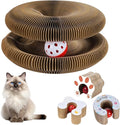Kitty Curvels Style Transformable Cat Scratcher for Indoor Cats – Interactive Reversible Cat Scratching Pad, Durable Corrugated Cardboard for Furniture Protection（3PC）