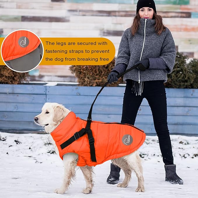 Warm Dog Winter Coat, Waterproof Jacket with Built-in Harness, Winter Snow Dog Warm Coat for Small, Medium (Black, XS)