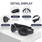 PETLESO Dog Goggles Medium Breeds, Clear UV Protection Dog Sunglasses with Black Replaceable Lenses, Adjustable Doggy Glasses for Outdoor Activities Hiking/Camping Windproof Pet Eyewear
