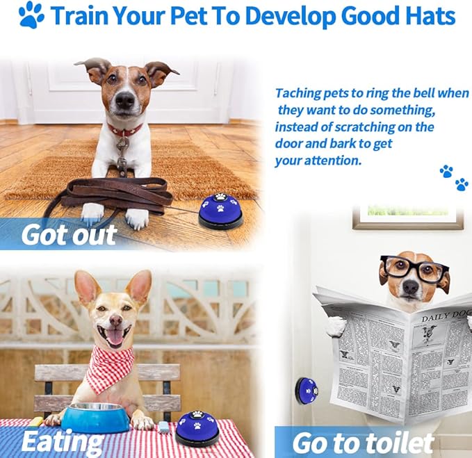 3 Pack Dog Doorbells, Pet Training Bells for Outside Potty Training and Communication, Bell for Dog Cat Puppy Interactive Toys (Dark Blue, 3 Pack)