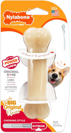 Nylabone Original Bone Power Chew Toy for Dogs, Durable & Tough Dog Toys for Aggressive Chewers, Original Flavor, Small - Up to 25 Ibs, 1 Count