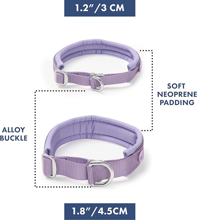 Spark Paws Martingale Dog Collar – Cushioned Slip-On Training Collar, Heavy Duty, Safety-Tested No-Buckle Collar for Medium & Large Dogs - Lilac - D