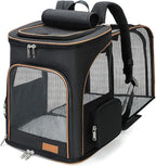 Lekereise Large Cat Backpack Carrier Expandable Pet Carrier Backpack for Small Dogs Medium Cats Fit Up to 18 Lbs, Foldable Puppy Backpack Carrier for Travel, Hiking, Black