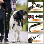 Removable Dog Seat Belt Harness for Car, 3 in 1 Pet Dog Car Seatbelt Leash, Retractable Restraint Secures to Vehicle Headrest & Adjustable Reflective Bungee Dog Seatbelt Tether, Camouflage