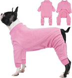 IECOii Dog Fleece Coat Boy Girls, Soft & Warm Sweater for Cold Weather, Stretchy & Comfortable Pajamas Small Sized Dogs, Long Sleeve Dog Jammies for Indoor Outdoor, Machine Washable, Pink, Size M