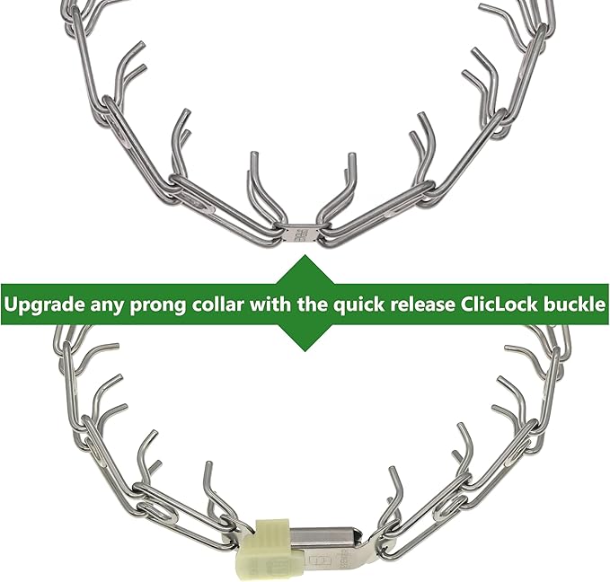 Herm Sprenger Stainless Steel ClicLock Buckle Quick Release Fastener with Glow in The Dark Plastic Jacket for Dog Training Prong Collar Made in Germany (Fluorescent Jacket, 2.25mm)