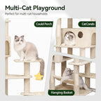 79inch Heavy Duty Cat Tree for Indoor Cats Large Adult, Tall Giant Cat Tower with Scratching Post, Large Perches, Cozy Cat Condos & Hanging Hammocks, Beige