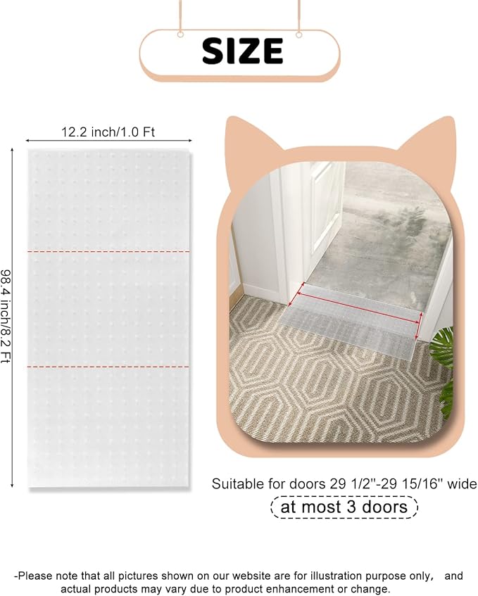 8.2Ft Cat Carpet Protector for Doorway, Under Door Carpet Protector Prevent Carpets Rugs from Scratching Tearing at Doorway