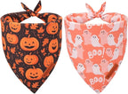 ADOGGYGO Halloween Dog Bandana, Pumpkin Ghost Pet Scarf, Orange Black Halloween Bandanas for X-Large Dog (X-Large)
