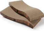 Reversible Wave Cat Scratcher for Indoor Cats - Cat Scratching Board, Horizontal Cat Scratch Pad Lounger with Reversible Usability and Extra Comfort for Lounge(2Pack, Dark Cherry)