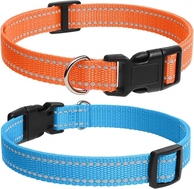 PaiPaitek Dog Collar Replacement Strap, 3/4 x 27 Inch, Reflective Nylon with Metal D-Ring, Compatible with Multiple Training Shock Collars, 2 Pack
