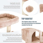 Cat Tree for Indoor Cats, 36in Cat Tower Multi-Level Cat Condo with Sisal Scratching, Scratching Board, Dangling Ball, Extra Large Perch for Cats and Kittens (Beige)