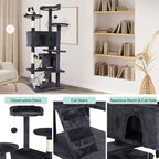 Cat Tree for Indoor Cats Cat Condo Cat Tower with Scratching Post Cat Tease Ball Perches Platform for Small and Medium Cats 54 Inch Multi-Level, Light Gray