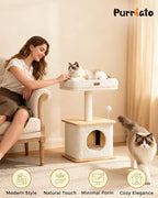 Modern Cat Tree for Indoor Cats, Nordic Loft Style, Cat Tower for Kitten with Sisal Scratching Posts, Soft Padded Beds & Cozy Condos, Floor-Mounted for Kittens & Adult Cats