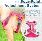 BARKBAY Dog Harness No Pull with ID Tag Pocket - Heavy Duty, Reflective, Easy Control for Large Dogs(Pink,XS)