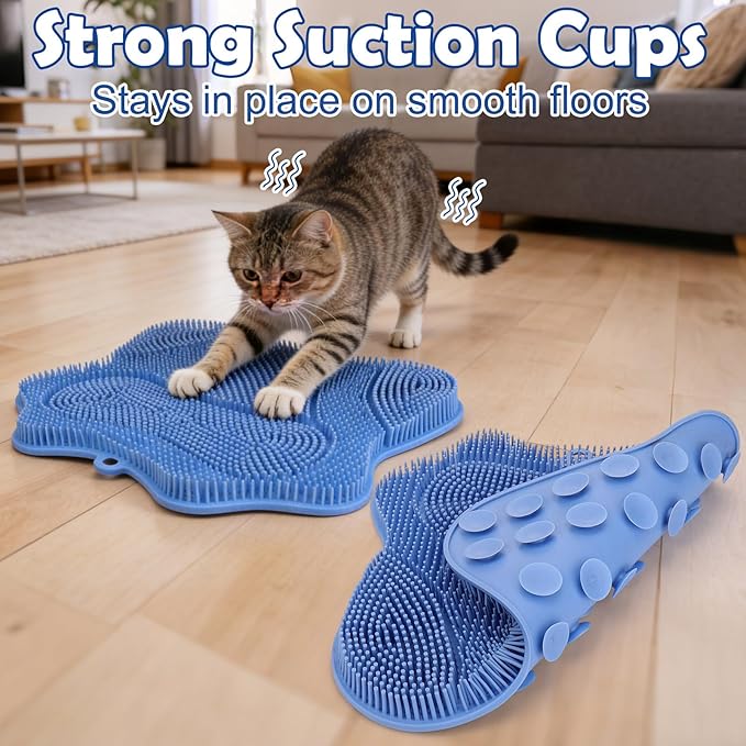 BABORUI Silicone Cat Scratching Post, Non-Slip Indoor Scratcher with Strong Suction Cup Base, Washable Durable Cat Scratch Pads for Indoor Cats, Kittens and Adult Cats