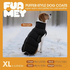 FUAMEY Dog Puffer Jacket for Large Dogs,Dog Cold Weather Coats Dogs Down Jackets Waterproof Pet Snowsuits Warm Puppy Winter Vest Turtleneck Pets Adjustable Jackets Coats Black L