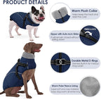 AOFITEE Small Dog Coat, XS Dog Jacket Winter with Harness Built in, Warm Fleece Puppy Coat, Waterproof Pet Puffer Jacket Snowsuit with Zipper, Reflective Dogs Cold Weather Coats Sweater, Blue XS