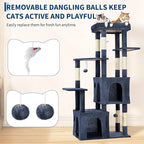Blue 61" Heavy Duty Cat Tree for Large Indoor Cats & Maine Coon, Fresh Multi-Level Cat Tower with Extra Large Perch, 2 Spacious Condos, Natural Sisal Scratching Posts & Interactive Toys