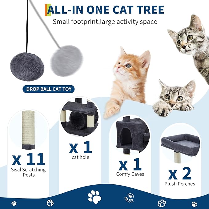 Plush Cat Tree Multi-Level Cat Tower with Scratching Posts for Indoor Cats