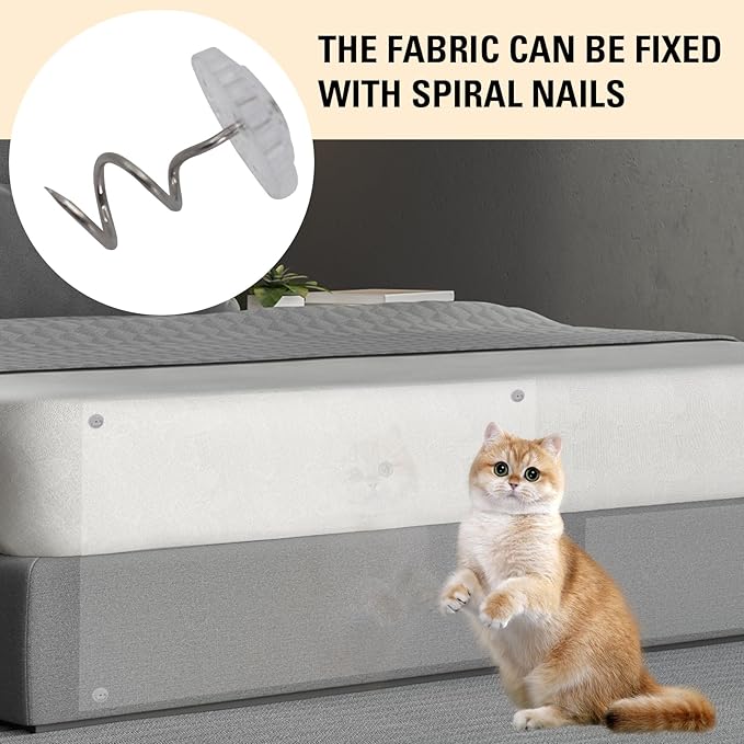 Anti Cat Scratch Furniture Protector 12pcs Self-Adhesive Cat Couch Tape with Corkscrew pins and a Scraper for Cat and Kitty