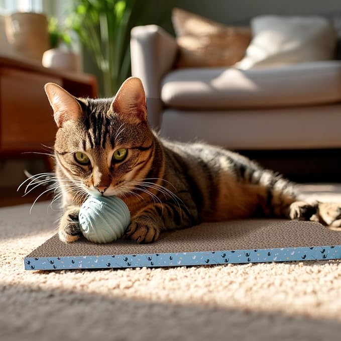 2Pack Cat Scratcher Pad, Reversible Scratching Cardboard, 14" Lx5.3 W Post Board for Indoor Cats Cardboard pad Sleep Play and Grind Claws