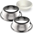 Kinn Kleanbowl Pet Bowl Stainless Steel Frame with Compostable Refills, 8 oz (Pack of 2) – Spill-Proof Stable Disposable Pet Bowls for Easy Cleaning and Healthy Pets, No Plastic