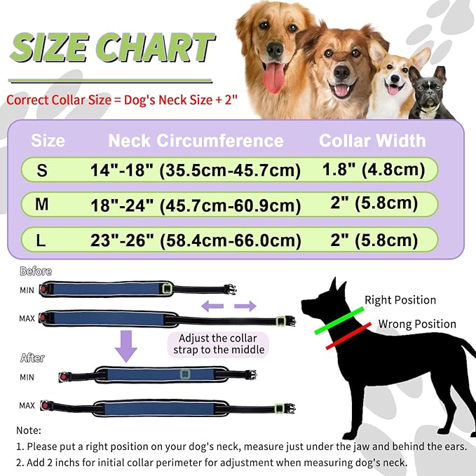 Martingale No Pull Dog Collar for Large Medium Dogs Training Walking, Heavy Duty Nylon Reflective Adjustable Anti Pull Slip Collar with Buckle S Dark Blue