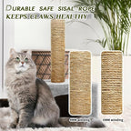 Natural Sisal Rope 1/4 Inch by 65-Feet for Cat Scratching Post Tree Tower Replacement Repair and Replace, DIY Hemp Twine Rope for Kittens Shelves Furniture Window Bed Perch Hammock cave, 6mm by 20m