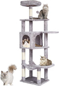 Multi-Level Cat Tree Tower with Sisal Scratching Posts, Plush Condo & Toys - Durable Cat Activity Center for Indoor Cats (Light Grey, 68.5)