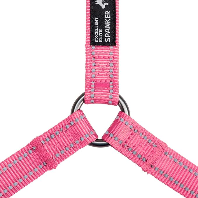 EXCELLENT ELITE SPANKER No Pull Dog Harness Reflective Nylon Vest L-Shaped Adjustable Easy Pet Harness for Small Medium Large Breeds Dogs Walking Training Black Red(Pink-L)