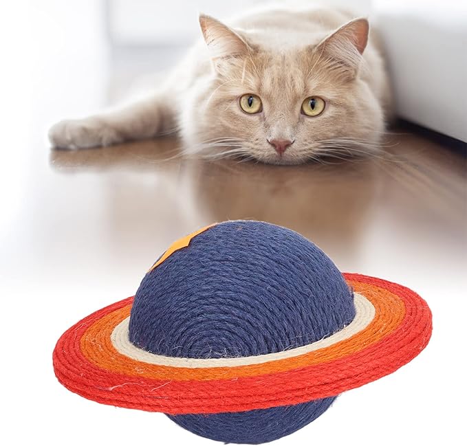 Tissting Cat Scratcher Fun, Cats Scratching Ball, Planet Shape Sisal Relieve Boredom Prevents Furniture Damage Kitten Scratch Toy