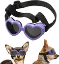 Lewondr Small Dog Sunglasses UV Protection Goggles Eye Wear Protection with Adjustable Strap Doggy Heart Shape Anti-Fog Sunglasses for Pet Dogs Sun Glasses Doggie Windproof Glasses, Macaron Purple