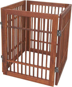 Urnporium Pet Dog Gate Freestanding, Strong Durable Folding Wooden Fence, Portable Acacia Hardwood Safety Barrier for Indoor & Outdoor Use (Brown Pet Gate, 4 Panel 24" Tall)