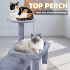 TWDEPART 37.5" All-in-One Cat Tree Tower with Scratching Board & Posts Cozy Sleeping Perch Hammock and Toy Balls,Grey