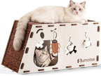 Felt Cat Cave House for Indoor Cats with Catnip Toy, Large Cat Bed Tunnel for Scratching Play, No-Tool Assemble Warm Silent Cat House for Large Cats Up to 22lb, Durable and Washable, Cream