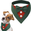 FUAMEY Dog Tuxedo Christmas for Large Dogs,Dog Formal Suit Dogs Attire Pet Bow Tie Puppy Party Costumes Cat Tux Outfits Pets Bandana Cosplay Adjustable Bowties Christmas Green Red L