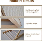 Sisal Cat Scratcher Ramp,Tilted Natural Wood Vertical Scratcher Pad for Cats with Sisal Scratching Board Durable Adjustable Height Pet Scratching Pads for Indoor Dogs Kitten Holding up to 80LBS