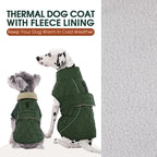 Kuoser Dog Winter Coat Waterproof Dog Snow Jacket, Warm Fleece Lined Pet Turtleneck Snowsuit Puppy Cold Weather Coats with Harness Hole, Adjustable Winter Vest for Medium Large Dogs, Green, L