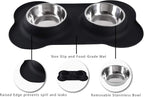 Hubulk Pet Dog Bowls 2 Stainless Steel Dog Bowl with No Spill Non-Skid Silicone Mat + Pet Food Scoop Water and Food Feeder Bowls for Feeding Small Medium Large Dogs Cats Puppies (Large, Black)
