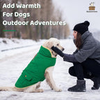Queenmore Warm Dog Coat, Cold Weather Puffer Dog Coat Vest, Quilting Winter Pet Jacket Ultra Thick Plush Fleece Lining Pet Clothes for Dogs with Storage Pockets (Forest Green, Medium)