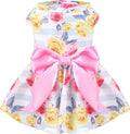 PUPTECK Floral Dog Dress for Spring Outfit Puppy Cute Small Dogs Clothes,Stripe,S