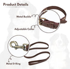 Lightnpro Heavy-Duty Dog Collar & Leash Set - 24" Adjustable Nylon Collar (Coffee Brown) with Secure Metal Buckle & Matching Leash - Durable Walking & Training Gear for Medium & Large Breeds