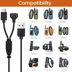 Dog Shock Collar Charger Cord for Jugbow DT-61 Dog Training Collar, 2-in-1 USB C and Magnetic Bark Collar Charging Cable for Dogs