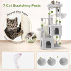 Globlazer Cat Tower for Indoor Cats, Heavy Duty Cat Trees for Large Adult Big Cats Maine Coon Cat Tree Tower with Scratching Post, Extra Large Top Perch, Cat Condos, F61, Cloud Grey, 61inch