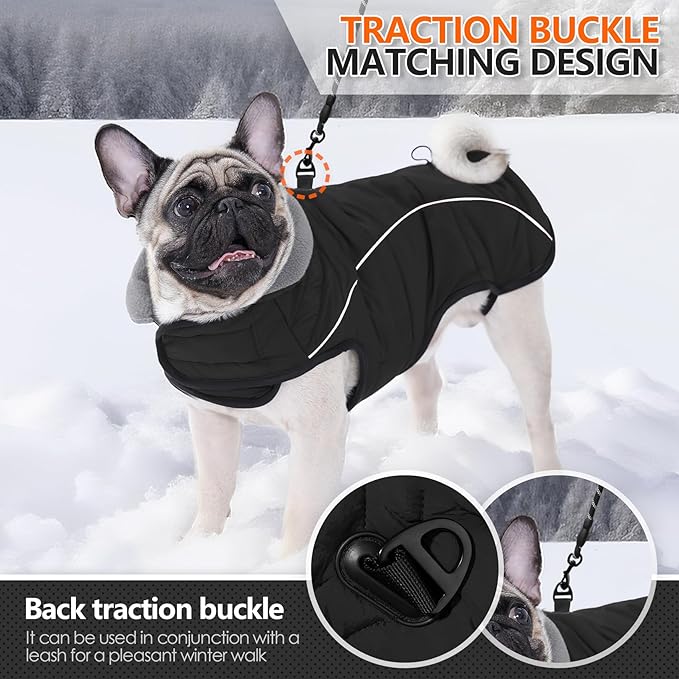 Dog Coats for Medium Large Dogs, Winter Puffer Jacket Waterproof, Warm Fleece Dog Vest with D-Ring, Drawstring & 2 Hidden Elastic Bands, Quilting Large Pet Warm Jackets for Cold Weather