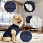 Dog Jacket Waterproof Fleece Dogs Vest Large Dog Coats for Winter Cold Weather Warm Dogs Puffer Jacket Puppy Coat Blue Pet Jackets Cat Coats M